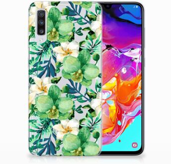 B2Ctelecom Samsung Galaxy A70 TPU-siliconen Hoesje Orchidee Groen