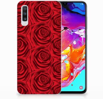 B2Ctelecom Samsung Galaxy A70 TPU-siliconen Hoesje Red Roses