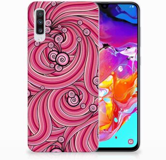 B2Ctelecom Samsung Galaxy A70 TPU-siliconen Hoesje Swirl Pink