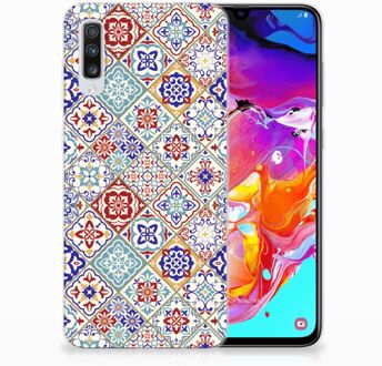 B2Ctelecom Samsung Galaxy A70 TPU-siliconen Hoesje Tiles Color