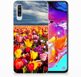 B2Ctelecom Samsung Galaxy A70 TPU-siliconen Hoesje Tulpen