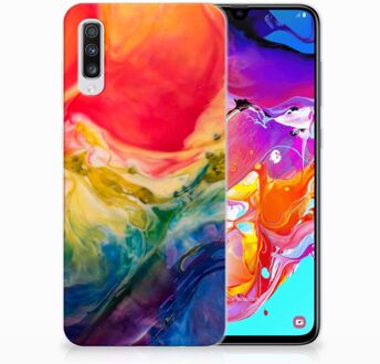 B2Ctelecom Samsung Galaxy A70 TPU-siliconen Hoesje Watercolor Dark