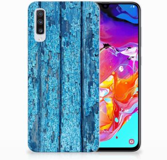 B2Ctelecom Samsung Galaxy A70 TPU-siliconen Hoesje Wood Blue