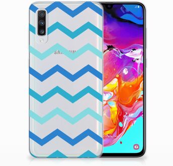 B2Ctelecom Samsung Galaxy A70 TPU-siliconen Hoesje Zigzag Blauw