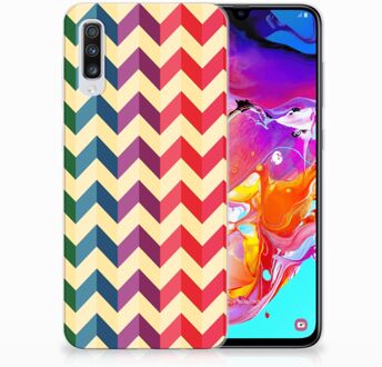 B2Ctelecom Samsung Galaxy A70 TPU-siliconen Hoesje Zigzag Color