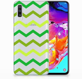 B2Ctelecom Samsung Galaxy A70 TPU-siliconen Hoesje Zigzag Groen