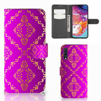 B2Ctelecom Samsung Galaxy A70 Wallet Case Barok Roze