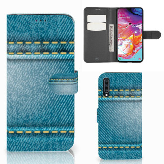 B2Ctelecom Samsung Galaxy A70 Wallet Case met Pasjes Jeans