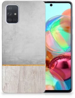 B2Ctelecom Samsung Galaxy A71 Bumper Hoesje Wood Concrete