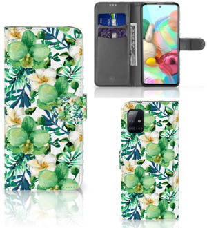 B2Ctelecom Samsung Galaxy A71 Hoesje Orchidee Groen