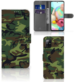 B2Ctelecom Samsung Galaxy A71 Portemonnee hoesje Army Dark