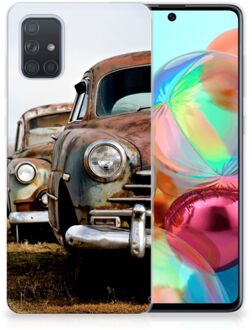 B2Ctelecom Samsung Galaxy A71 Siliconen Hoesje met foto Vintage Auto