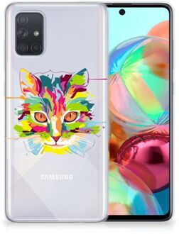 B2Ctelecom Samsung Galaxy A71 Telefoonhoesje met Naam Cat Color