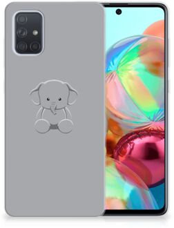 B2Ctelecom Samsung Galaxy A71 Telefoonhoesje met Naam Grijs Baby Olifant