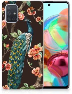 B2Ctelecom Samsung Galaxy A71 TPU Hoesje Pauw met Bloemen