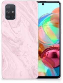 B2Ctelecom Samsung Galaxy A71 TPU Siliconen Hoesje Marble Roze