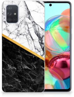 B2Ctelecom Samsung Galaxy A71 TPU Siliconen Hoesje Marble White Black