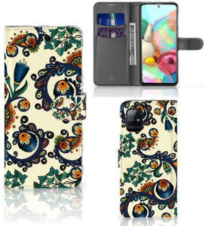 B2Ctelecom Samsung Galaxy A71 Wallet Case Barok Flower