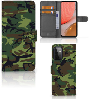 B2Ctelecom Samsung Galaxy A72 Portemonnee hoesje Army Dark