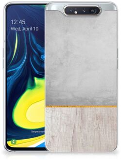 B2Ctelecom Samsung Galaxy A80 Bumper Hoesje Wood Concrete