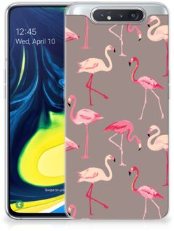 B2Ctelecom Samsung Galaxy A80 TPU Siliconen Hoesje Flamingo