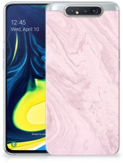 B2Ctelecom Samsung Galaxy A80 TPU-siliconen Hoesje Marble Roze