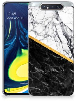 B2Ctelecom Samsung Galaxy A80 TPU-siliconen Hoesje Marble White Black