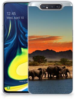 B2Ctelecom Samsung Galaxy A80 TPU Siliconen Hoesje Olifanten