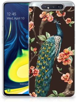 B2Ctelecom Samsung Galaxy A80 TPU Siliconen Hoesje Pauw met Bloemen