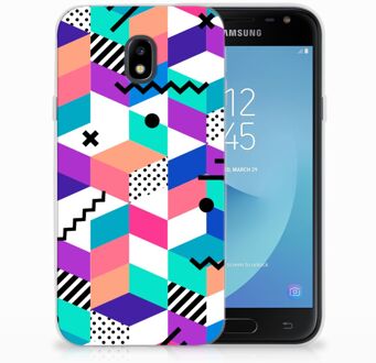 B2Ctelecom Samsung Galaxy J3 2017 Hoesje Design Blocks Colorful