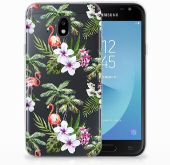 B2Ctelecom Samsung Galaxy J3 2017 TPU Siliconen Hoesje Design Flamingo Palms