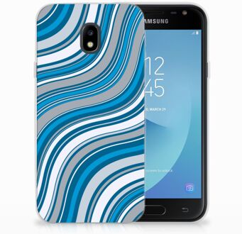 B2Ctelecom Samsung Galaxy J3 2017 TPU Siliconen Hoesje Design Waves Blue