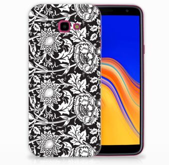 B2Ctelecom Samsung Galaxy J4 Plus (2018) TPU Siliconen Hoesje Black Flowers