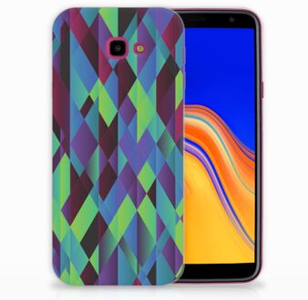 B2Ctelecom Samsung Galaxy J4 Plus (2018) TPU Siliconen Hoesje Design Abstract Green Blue