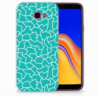 B2Ctelecom Samsung Galaxy J4 Plus (2018) TPU Siliconen Hoesje Design Cracks Blue