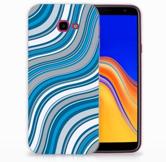 B2Ctelecom Samsung Galaxy J4 Plus (2018) TPU Siliconen Hoesje Design Waves Blue