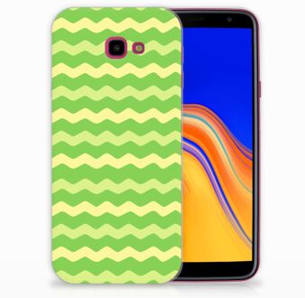 B2Ctelecom Samsung Galaxy J4 Plus (2018) TPU Siliconen Hoesje Design Waves Green