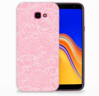 B2Ctelecom Samsung Galaxy J4 Plus (2018) TPU Siliconen Hoesje Design White Flowers