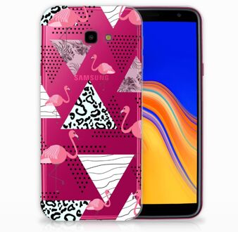 B2Ctelecom Samsung Galaxy J4 Plus (2018) TPU Siliconen Hoesje Flamingo Triangle