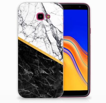 B2Ctelecom Samsung Galaxy J4 Plus (2018) TPU Siliconen Hoesje Marble White Black