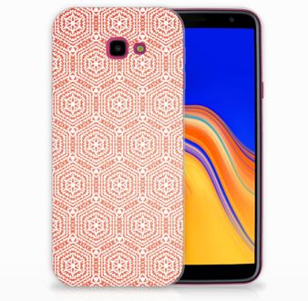 B2Ctelecom Samsung Galaxy J4 Plus (2018) TPU Siliconen Hoesje Pattern Orange