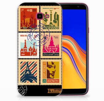 B2Ctelecom Samsung Galaxy J4 Plus (2018) TPU Siliconen Hoesje Postzegels