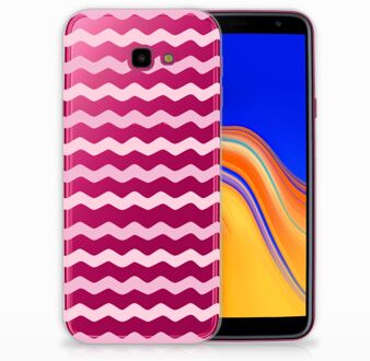 B2Ctelecom Samsung Galaxy J4 Plus (2018) TPU Siliconen Hoesje Waves Roze