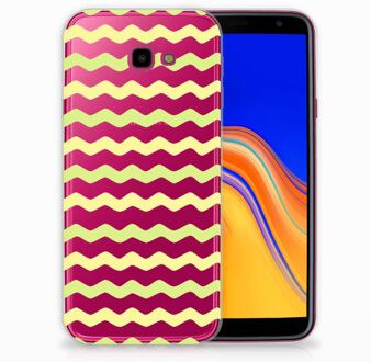 B2Ctelecom Samsung Galaxy J4 Plus (2018) TPU Siliconen Hoesje Waves Yellow