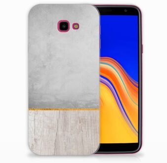 B2Ctelecom Samsung Galaxy J4 Plus (2018) TPU Siliconen Hoesje Wood Concrete