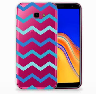 B2Ctelecom Samsung Galaxy J4 Plus (2018) TPU Siliconen Hoesje Zigzag Blauw