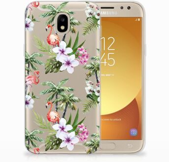 B2Ctelecom Samsung Galaxy J5 2017 TPU Hoesje Design Flamingo Palms