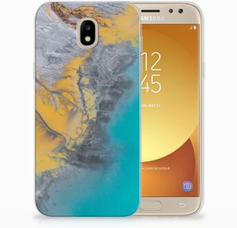 B2Ctelecom Samsung Galaxy J5 2017 TPU Hoesje Design Marble Blue Gold