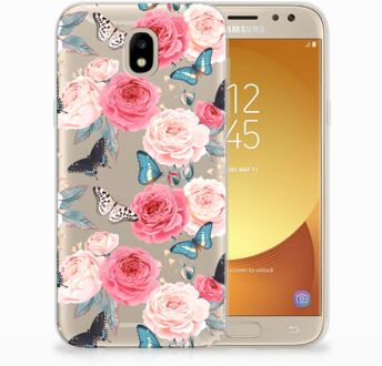 B2Ctelecom Samsung Galaxy J5 2017 Uniek TPU Hoesje Butterfly Roses