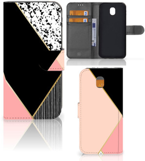 B2Ctelecom Samsung Galaxy J5 2017 Uniek Wallet Book Case Hoesje Black Pink Shapes